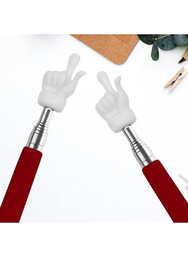 Meetion 2 Pcs Telescopic Teacher Pointer Finger, Mini Retractable Hand Pointer Teacher Pointers for Classroom, Extendable Pointer Finger Pointer Stick Elementary School Kindergarten Teacher Supplies (Red) - Image 3
