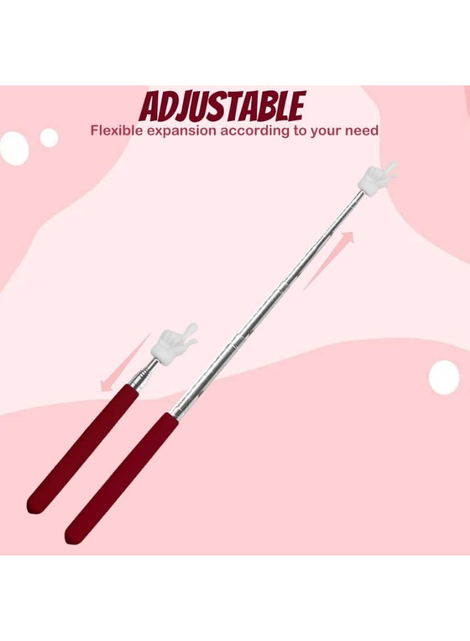 Meetion 2 Pcs Telescopic Teacher Pointer Finger, Mini Retractable Hand Pointer Teacher Pointers for Classroom, Extendable Pointer Finger Pointer Stick Elementary School Kindergarten Teacher Supplies (Red) - Image 2