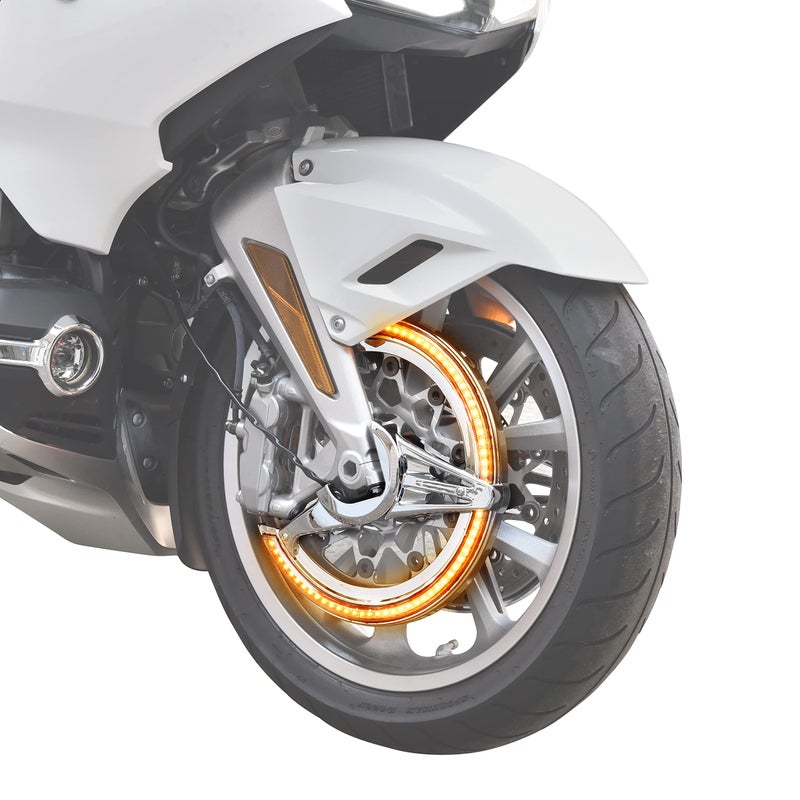 VEISUTOR Front Brake Rotor Covers LED Light for Gold Wing GL1800 Front Brake Disc Rotor Covers with Amber LED Ring Light for Honda Goldwing GL1800 20182024 Accessories - Image 2