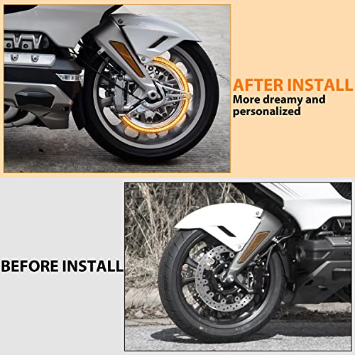 VEISUTOR Front Brake Rotor Covers LED Light for Gold Wing GL1800 Front Brake Disc Rotor Covers with Amber LED Ring Light for Honda Goldwing GL1800 20182024 Accessories - Image 3