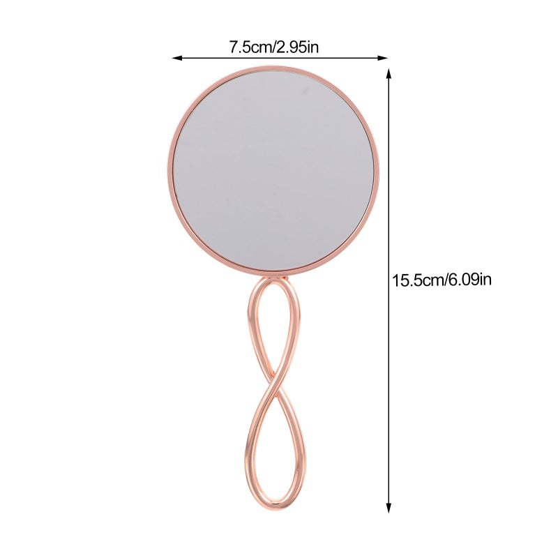 Pearl Rose Gold Purple Vanity Mirror Single Sided Handheld Makeup Mirror With Handle - Image 3