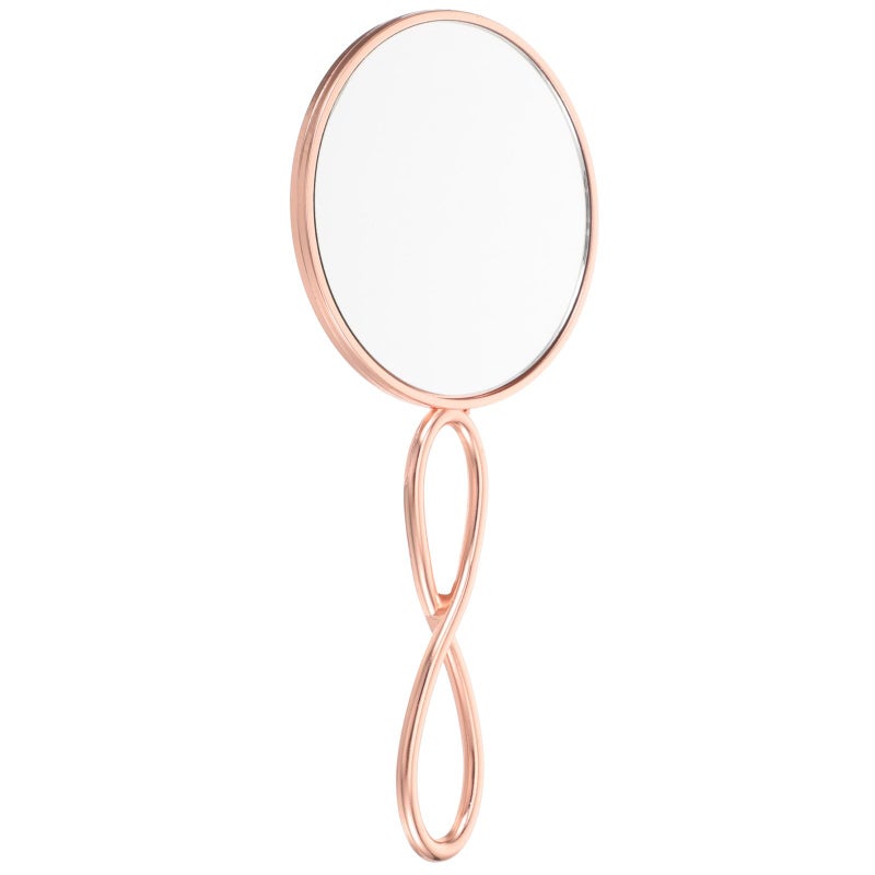 Pearl Rose Gold Purple Vanity Mirror Single Sided Handheld Makeup Mirror With Handle - Image 2