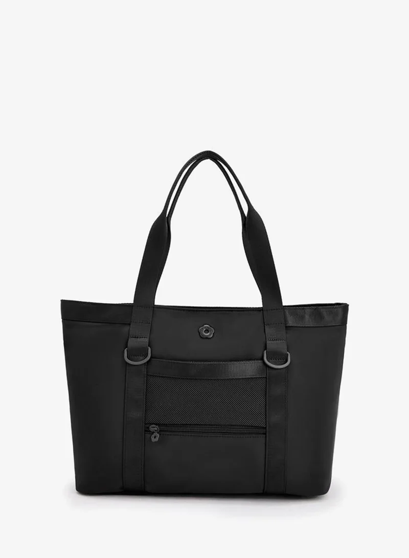 Missy Solid Tote Bag With Zip Closure
