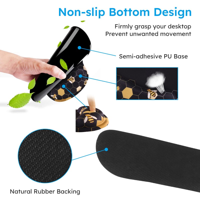 iCasso Desk Mat, Gaming Mouse Pad Wrist Support Set,4in1 XXL Large Mousepad + Keyboard Wrist Rest+Mouse Wrist Rest+Coaster Set with Ergonomic Design for Home Office Table Computer-Honeycomb - Image 5
