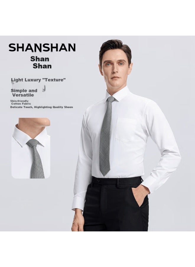 Shanshan Men's Long Sleeve Shirt Business Casual Solid Color Xinjiang Long-staple Cotton Formal Workwear - Image 1