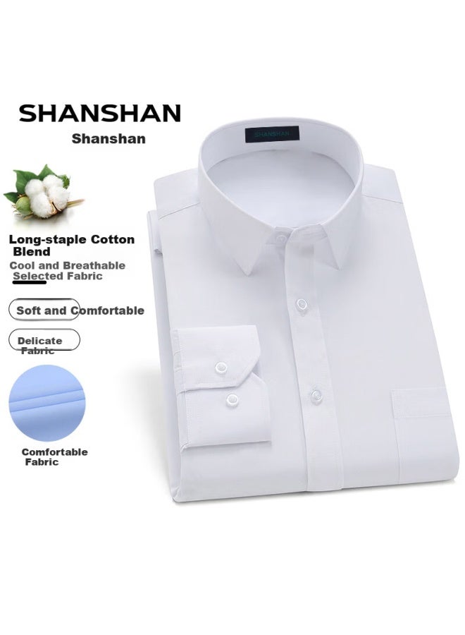 Shanshan Men's Long Sleeve Shirt Business Casual Solid Color Xinjiang Long-staple Cotton Formal Workwear - Image 4