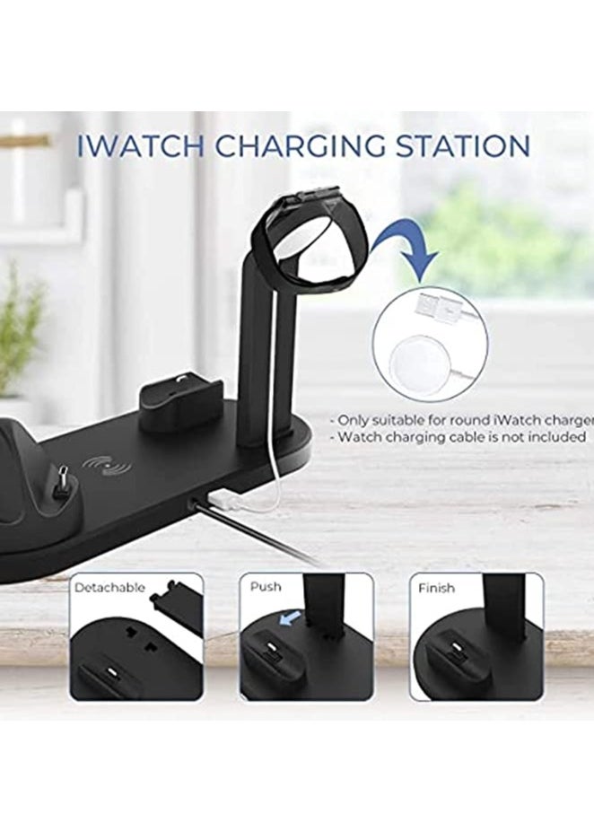 Generic Wireless Charger 3 in 1 Fast Charging Station 10W Charging Dock Stand Compatible for iWatch Series iPhone 14-11 Series/XS/XR/X/8 Galaxsy S23/S22 etc  - Image 2