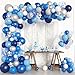 Amandir Navy Blue Balloons Arch Garland Kit 144Pcs Royal Light Blue Confetti Silver Star Foil Balloons for Blue Birthday Baby Shower Wedding Graduation Party Decorations Supplies - Image 3