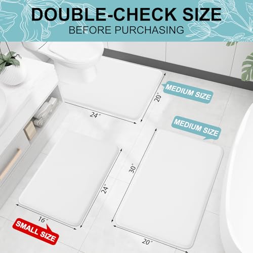 Smiry Memory Foam Bath Mat 47x24 Extra Soft and Absorbent Bathroom Mats Non Slip Washable Carpet for Floor Shower and Tub White - Image 3