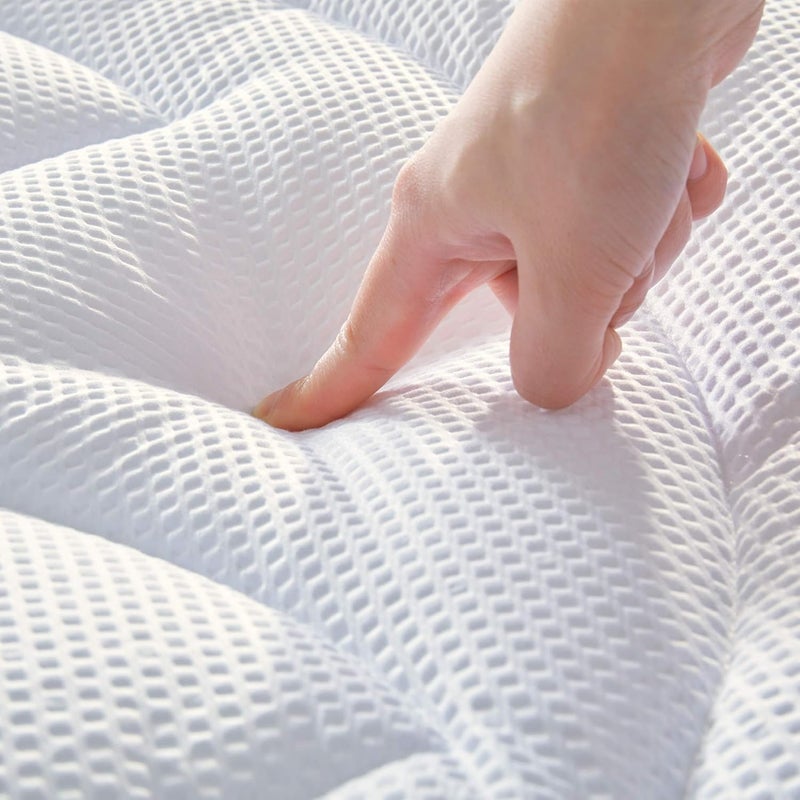 SLEEP ZONE وسادة مرتبة كاليفورنيا كينج المبردة من ، غطاء وسادة مرتبة مبرد بمناطق متميزة، واقي مرتبة مبطن قابل للتنفس والغسل، جيب عميق 8-21 بوصة (أبيض، كال كينج) - Image 3