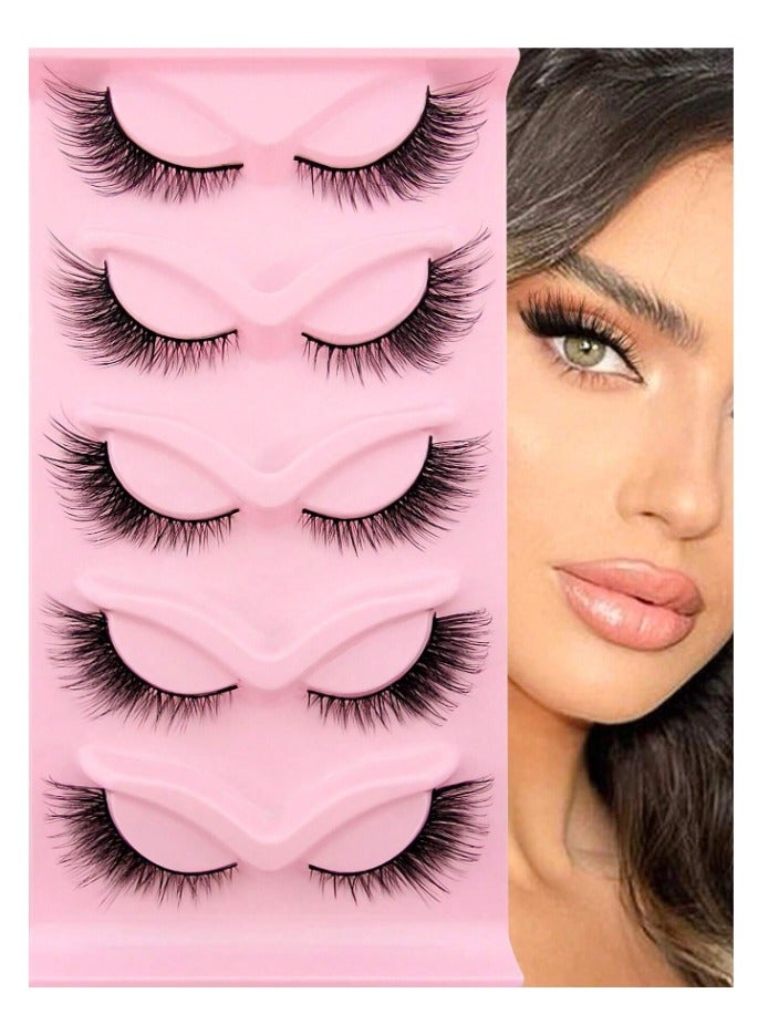 بونكا رموش صناعية صناعية ذات عين قط منك صناعية 5 أزواج - Image 2