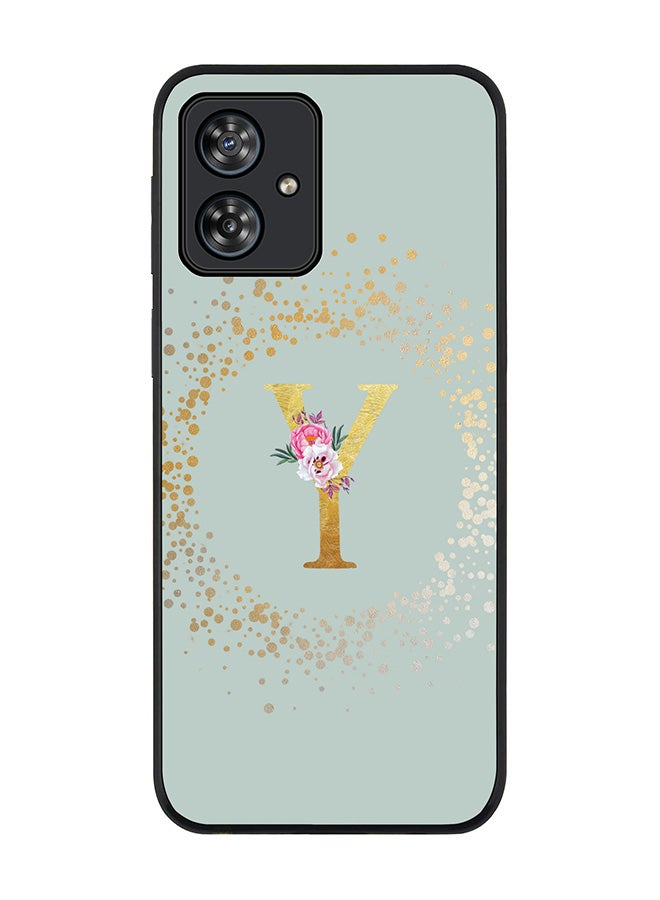 Stylizedd Rugged Black Case for Motorola Moto G54 / Motorola Moto G54 Power / Motorola Moto G64 5G,Custom Monogram Letter Floral Alphabet - Y(Light Grey) - Image 1