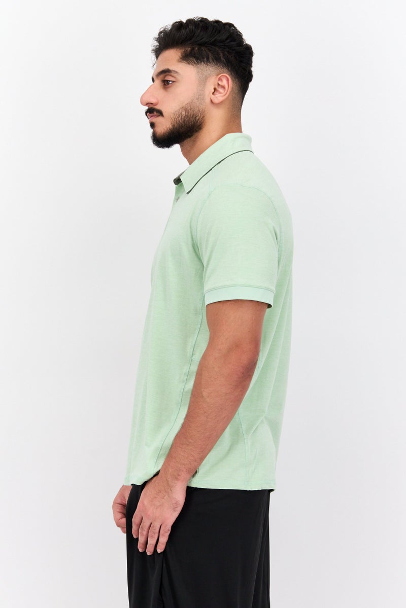 MOTION Men Sportswear Fit Short Sleeve Tennis Polo Shirt, Light Sage Green - Image 2