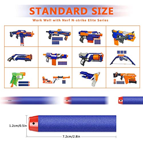 SOJUFOG Refill Darts Bullets Compatible with Nerf Guns N-Strike Elite Series Blaster, 100Pcs Nerf Bullet Refill Darts Ammo Premium Foam Bullets Pack (100 Blue) - Image 2