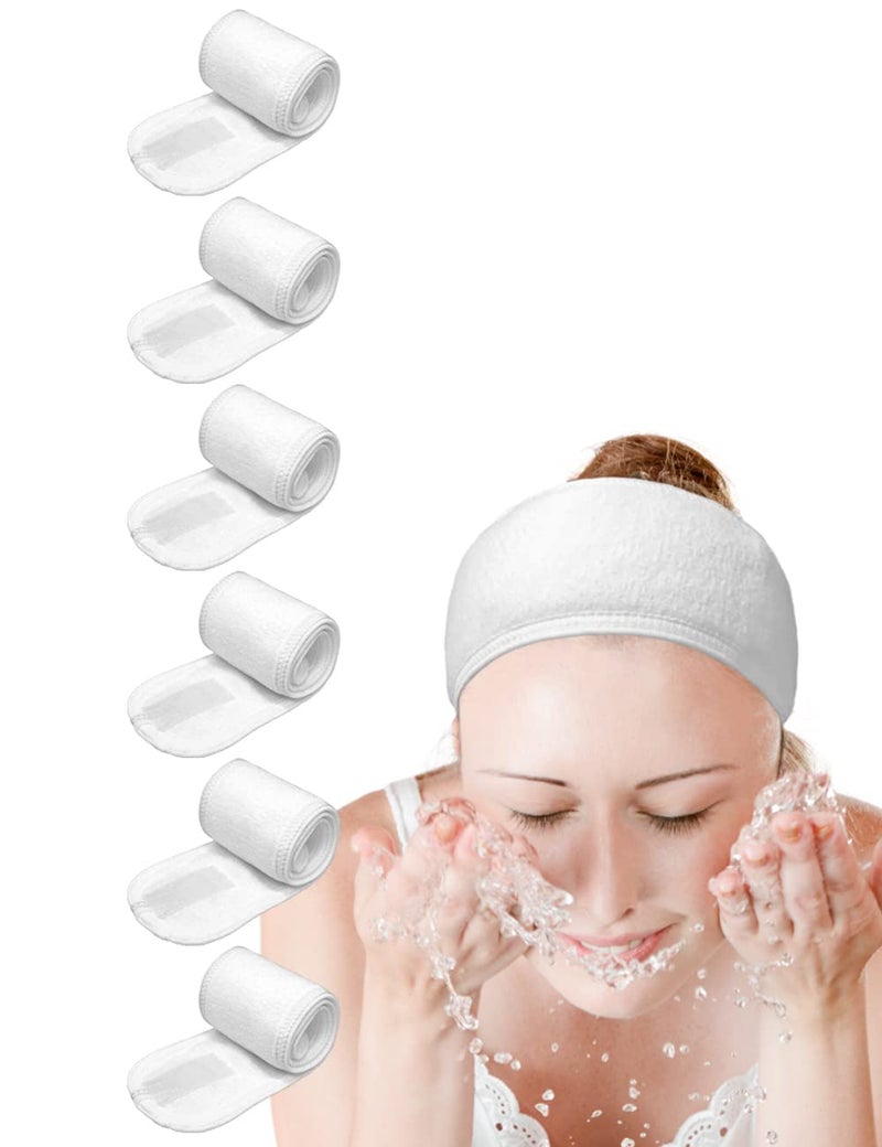 EUICAE Spa Headband Hair Wrap Sweat Headband Head Wrap Hair Towel Wrap Nonslip Stretchable Washable Makeup Headband for Face Wash Facial Treatment Sport Fits All White White
