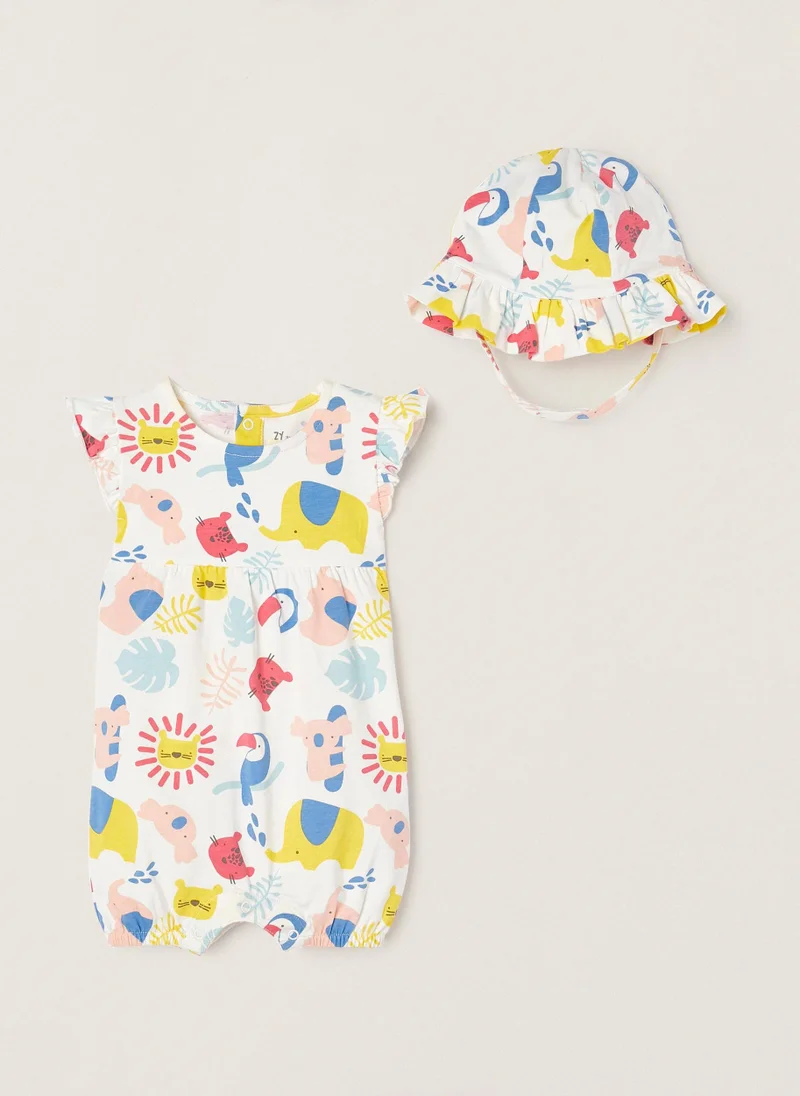 Zippy Jumpsuit + Hat for Newborns 'Animals'