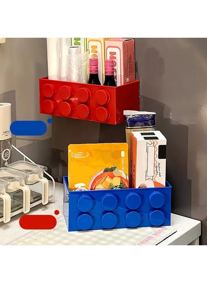 Large Yellow Magnetic Fridge Organizer Box Interlocking Building Block Design - Image 3