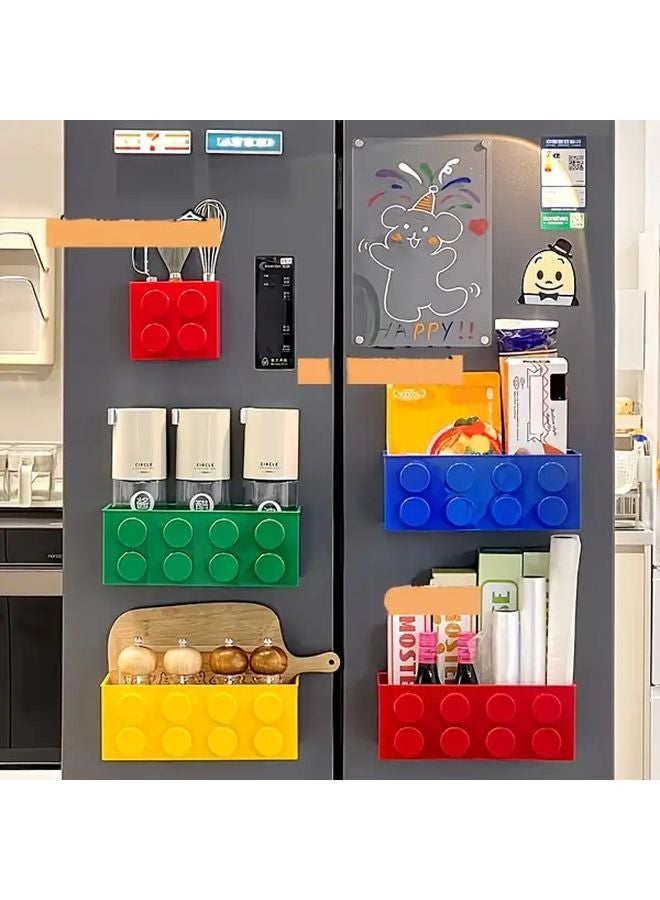 Large Yellow Magnetic Fridge Organizer Box Interlocking Building Block Design - Image 5