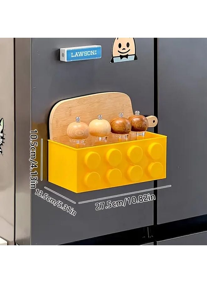 Large Yellow Magnetic Fridge Organizer Box Interlocking Building Block Design - Image 1