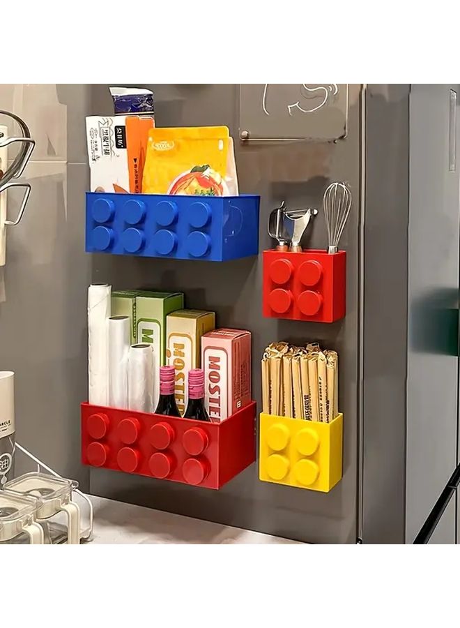 Large Yellow Magnetic Fridge Organizer Box Interlocking Building Block Design - Image 2