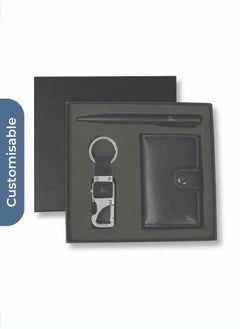 جيفتولوجي شخصية REINE - طقم من حافظة بطاقات RFID وسلسلة مفاتيح وقلم - أسود  - Image 3