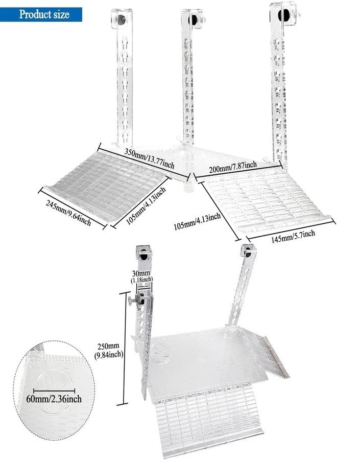 PENCK Hanging Turtle Basking Platform Acrylic Aquatic Reptile Ramp Dock Fence Type Tortoise Climbing Ladder Turtle Tank Accessories for Aquatic Reptile Feeding Resting (Large), Transparent - Image 2
