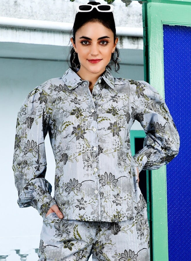 أيه كيه إس طقم نسائي منسق بطبعة رمادية - Image 5