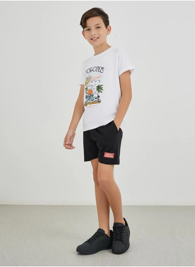 ستايلي Styli Boys Solid Pin Tuck Drawstring Waist Shorts