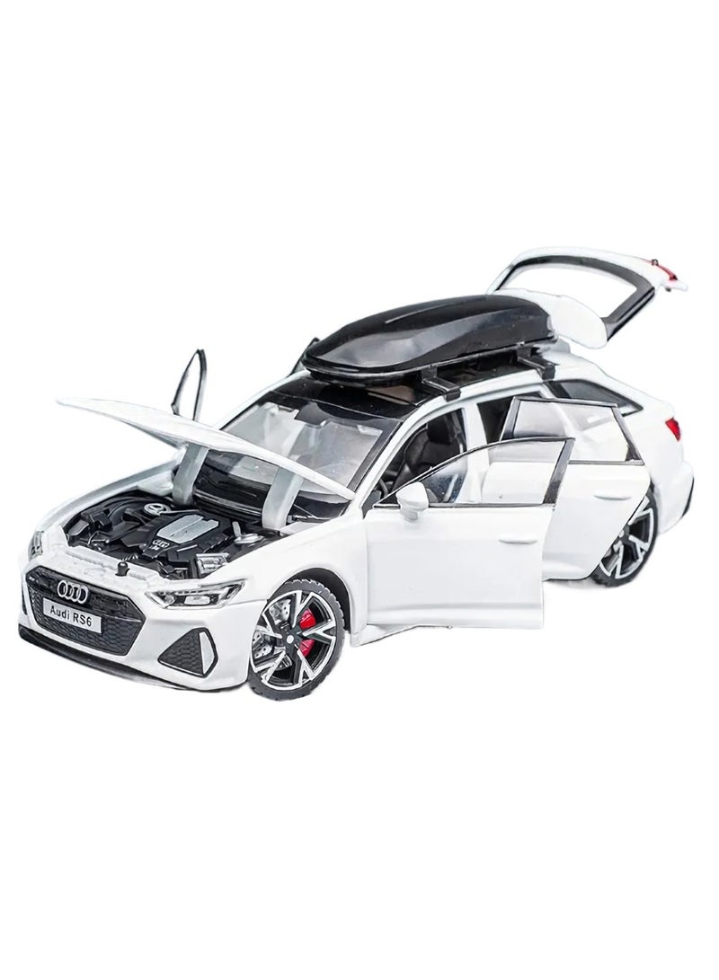 AROAQ RS6 Model Car, 1:32 Realistic Simulation Die Cast Model Car Toy, Collectable Alloy Model Car With Luggage Sound And Lights For Kids Adults, Gift, Decoration, (White) - Image 1