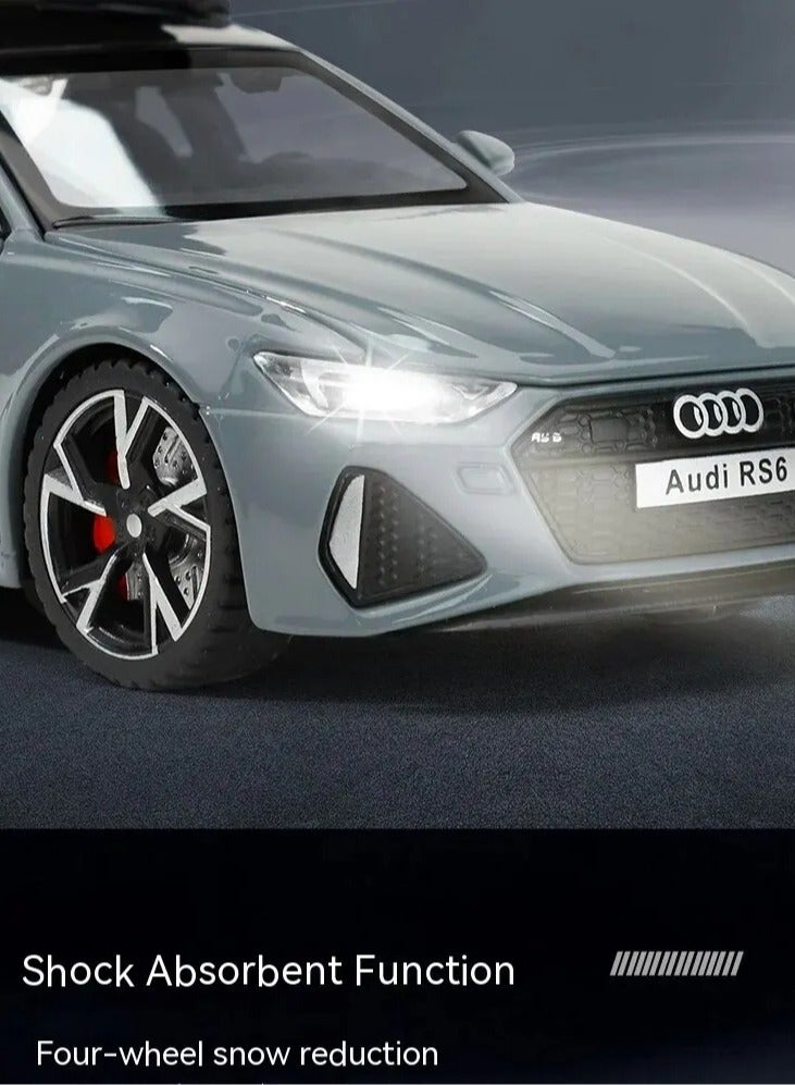 AROAQ RS6 Model Car, 1:32 Realistic Simulation Die Cast Model Car Toy, Collectable Alloy Model Car With Luggage Sound And Lights For Kids Adults, Gift, Decoration, (White) - Image 2