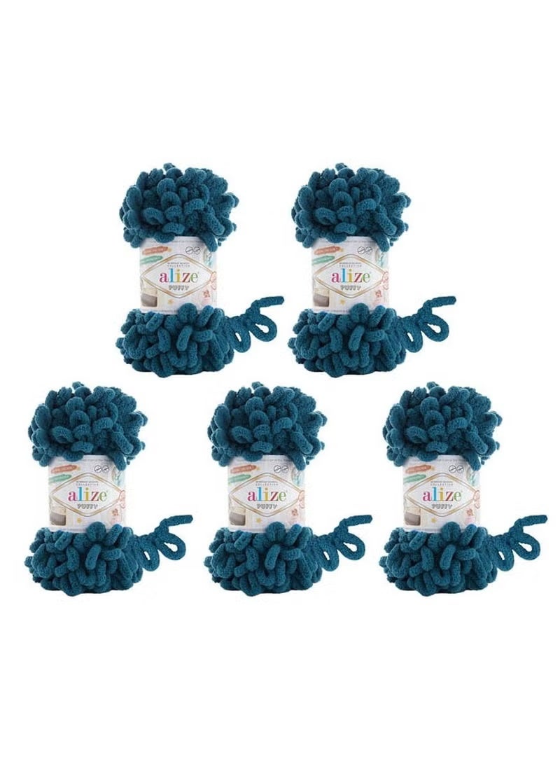 5 Pcs Alize Puffy 646 Micropolyester Hand Knitting Yarn For Blanket