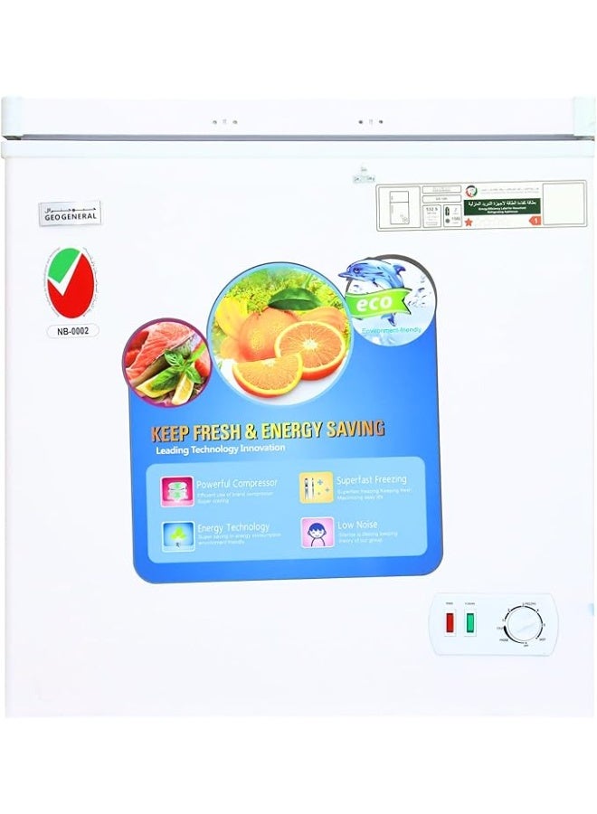 GEO GENERAL GD‑158L Chest Freezer – 158 L Capacity, Digital Temperature Control, Anti‑Rust Cabinet, Lockable, White - Image 1