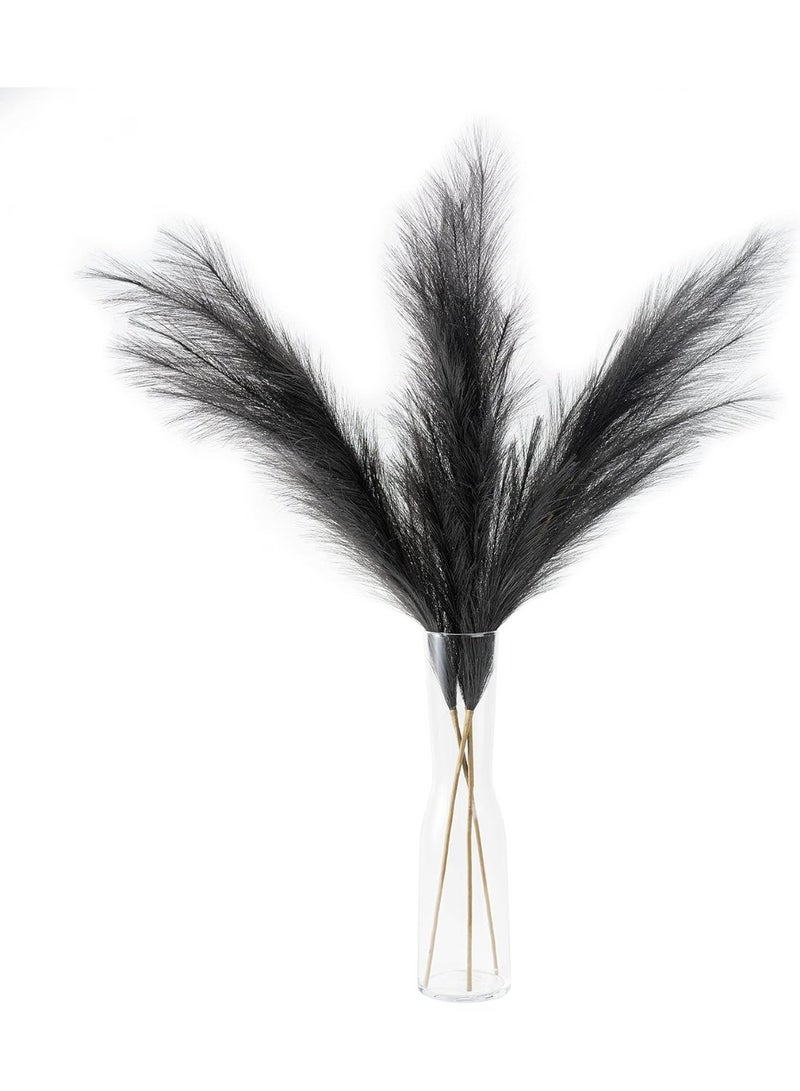 Faux Black Pampas Grass Large, 43" (110cm), Artificial Tall Fluffy Stems, Bundle of 3 - Image 2