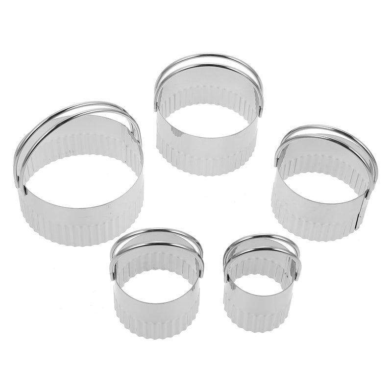 Stainless Steel Cookie Cutters Set of 5 with Handles Serrated Edges for Baking - Image 2