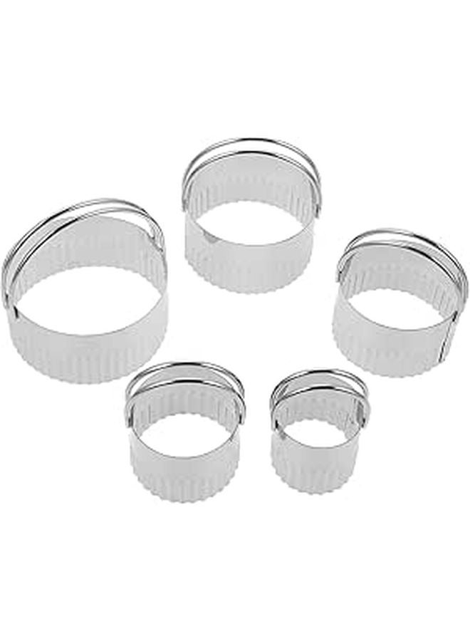 Stainless Steel Cookie Cutters Set of 5 with Handles Serrated Edges for Baking - Image 1