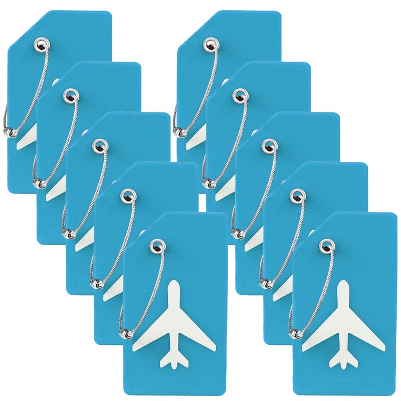 Gostwo 10 Pack Silicone Luggage Tag for Suitcases with Stainless Loop TSA Approved Privacy Protection Travel Essentials Bag Tags by Gostwo Sky Blue - Image 3