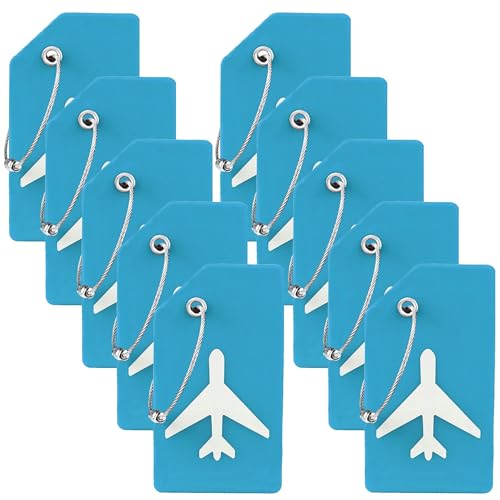 Gostwo 10 Pack Silicone Luggage Tag for Suitcases with Stainless Loop TSA Approved Privacy Protection Travel Essentials Bag Tags by Gostwo Sky Blue - Image 1