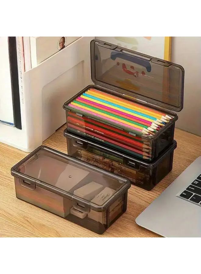 2 Large Black Transparent PP Plastic Storage Boxes With Labeled Compartments - Image 1