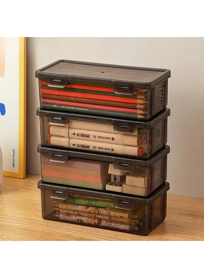 2 Large Black Transparent PP Plastic Storage Boxes With Labeled Compartments - Image 5