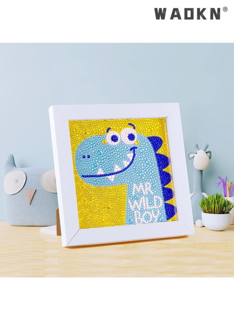 WAOKN Kids Diamond Painting Kit Big 10D Gems Arts and Crafts for Kids Wooden Frame Arts and Crafts for Kids Ages 6-8-10-12 Easy to DIY Mosaic Gem Dots Painting by Number Kit Home Wall Decoration
Smile Dinosaur  - Image 1