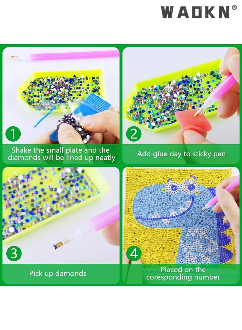 WAOKN Kids Diamond Painting Kit Big 10D Gems Arts and Crafts for Kids Wooden Frame Arts and Crafts for Kids Ages 6-8-10-12 Easy to DIY Mosaic Gem Dots Painting by Number Kit Home Wall Decoration
Smile Dinosaur  - Image 4