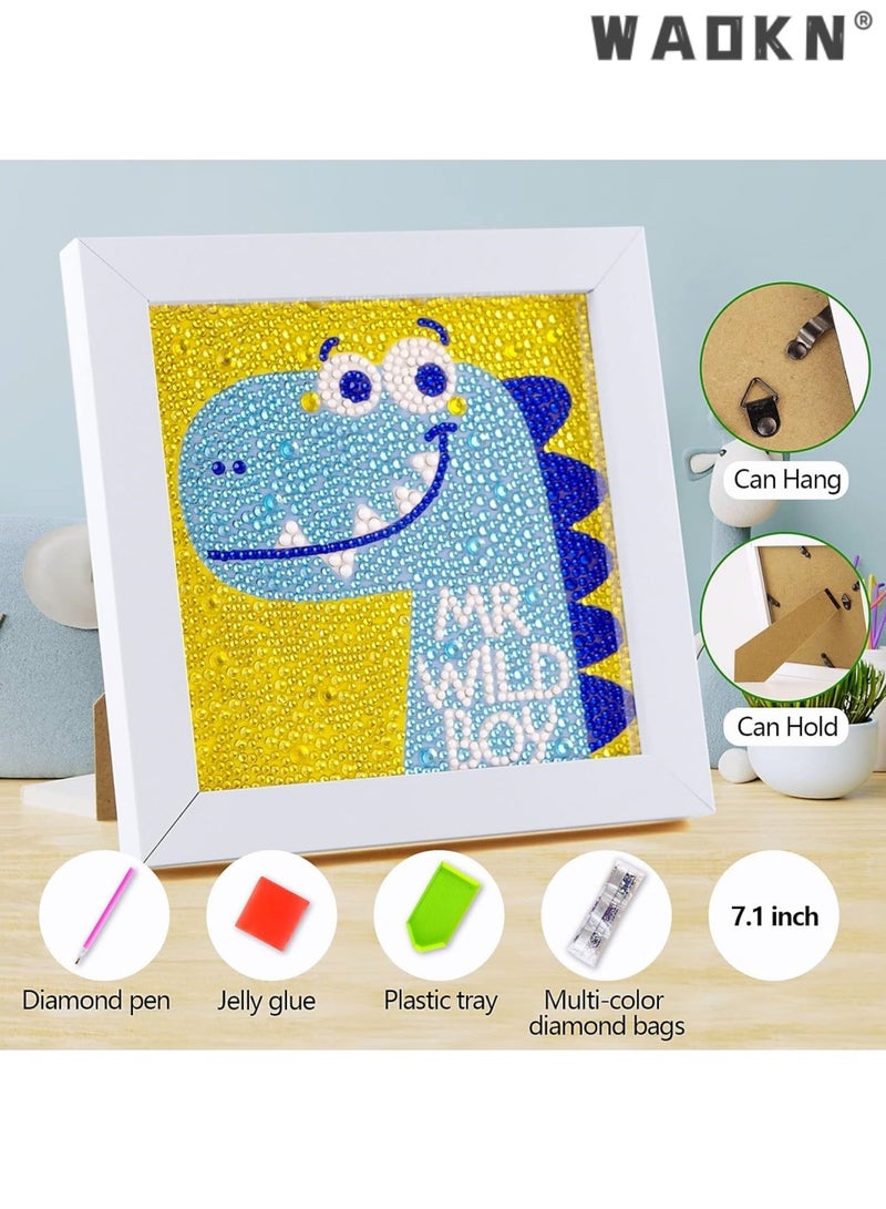 WAOKN Kids Diamond Painting Kit Big 10D Gems Arts and Crafts for Kids Wooden Frame Arts and Crafts for Kids Ages 6-8-10-12 Easy to DIY Mosaic Gem Dots Painting by Number Kit Home Wall Decoration
Smile Dinosaur  - Image 2