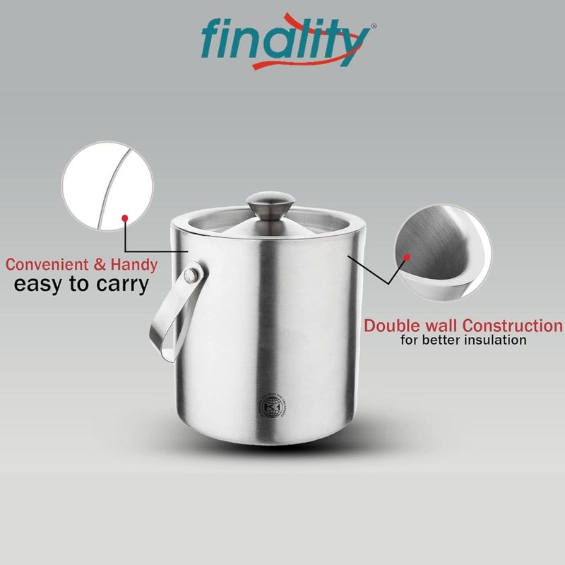 finality Double Walled Stainless Steel Insulated Ice Bucket with Lid and Ice Tong and peg Measure 15 Liter Keeps Ice Cold for 6 h Great bar Tools for Home bar Accessories V PEG Measure - Image 4
