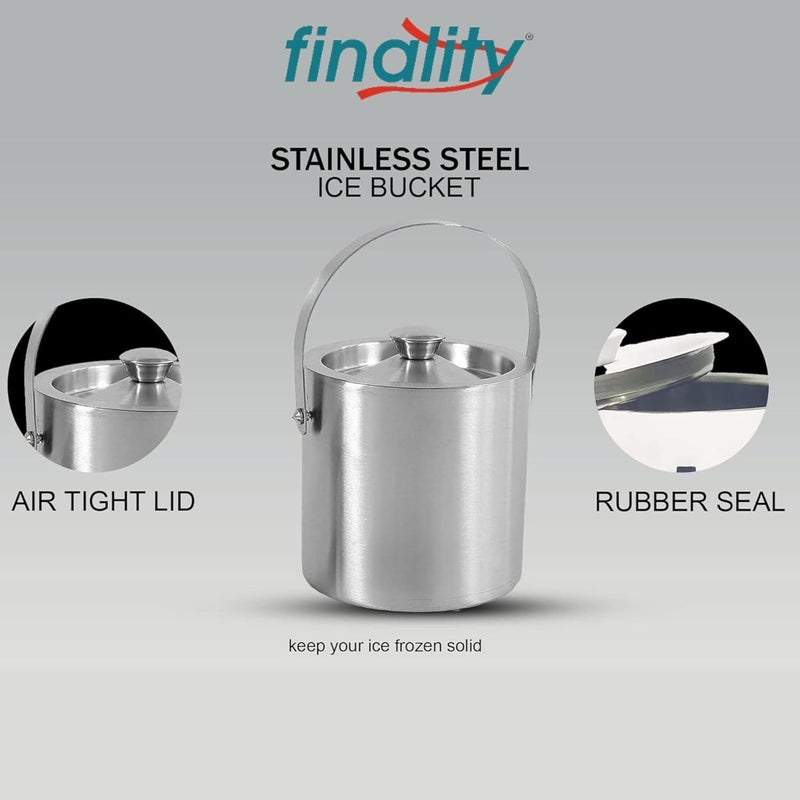 finality Double Walled Stainless Steel Insulated Ice Bucket with Lid and Ice Tong and peg Measure 15 Liter Keeps Ice Cold for 6 h Great bar Tools for Home bar Accessories V PEG Measure - Image 3