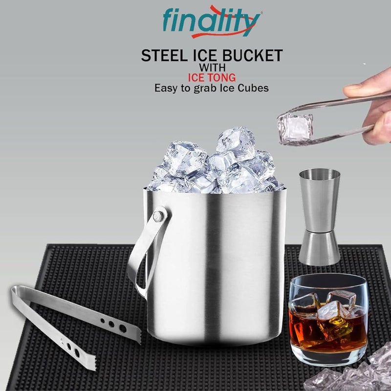 finality Double Walled Stainless Steel Insulated Ice Bucket with Lid and Ice Tong and peg Measure 15 Liter Keeps Ice Cold for 6 h Great bar Tools for Home bar Accessories V PEG Measure - Image 2
