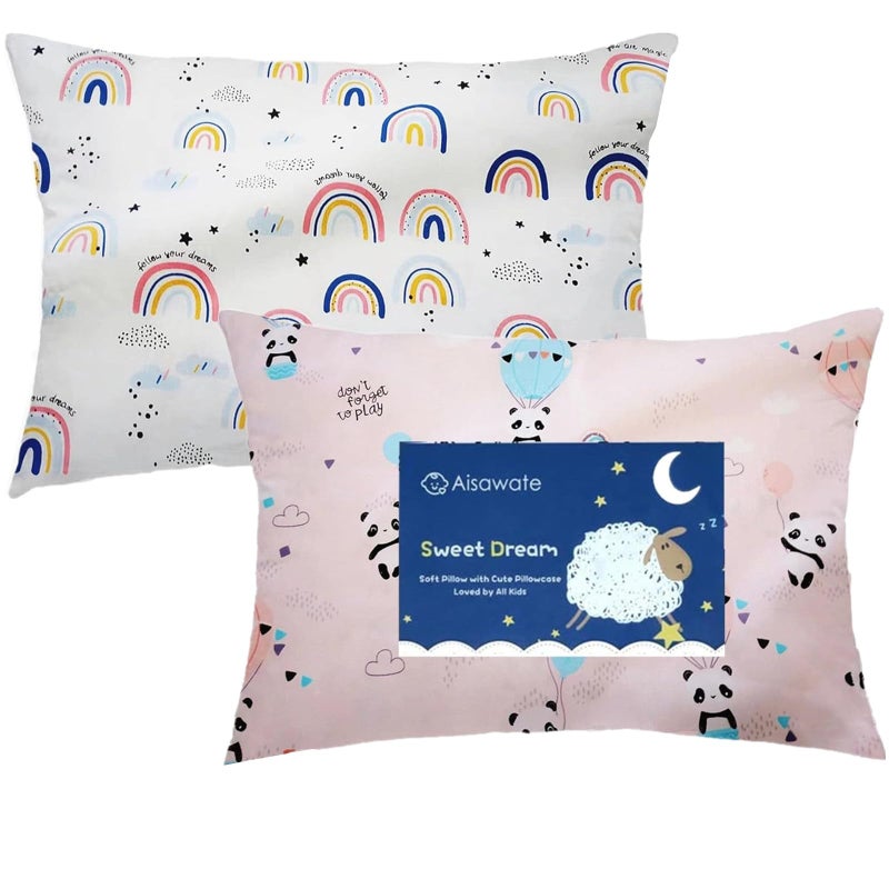 Aisawate Baby Toddler Pillowcase 2 Pack, Cot Bed Pillow Pair Cases 40 x 60cm, 100% Cotton Soft Pillow Cover for Boys Girls Kids Bedding, Envelope Closure Machine Washable Small Travel Pillow Pillowcase - Image 1