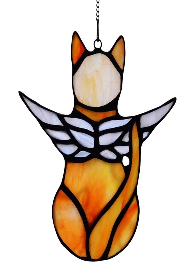 EMVANV Cat Angel Memorial Statue, Stained Glass Window Hanging Decorations, Loss of Cat Sympathy Gift, Pet Memorial Sympathy Gifts Decoration, Miniature Hanging Ornament - Image 1