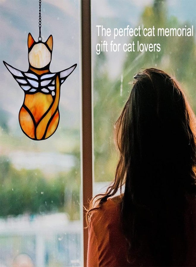 EMVANV Cat Angel Memorial Statue, Stained Glass Window Hanging Decorations, Loss of Cat Sympathy Gift, Pet Memorial Sympathy Gifts Decoration, Miniature Hanging Ornament - Image 5
