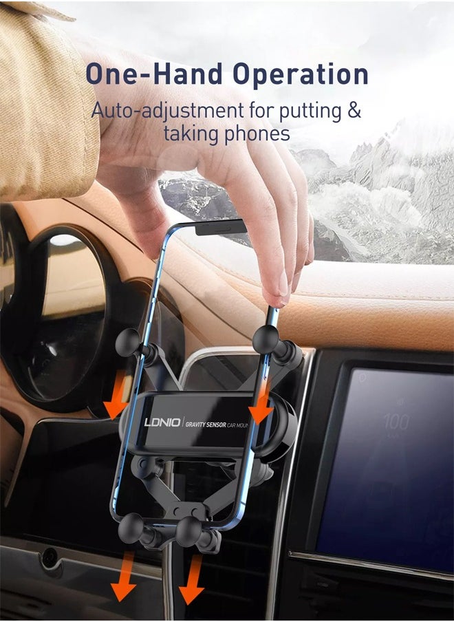 LDNIO MG03 Car Phone Holder Air Vent Gravity Mobile Mount Cradle Mini Auto Clamp Stand for iPhone 14/14 Pro/ 14 Pro Max/13/12/mini/Pro Max, Samsung S23 S22 Huawei black  - Image 3