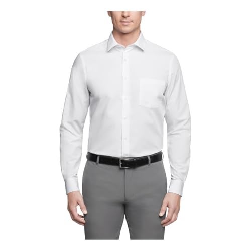 Van Heusen Men's Dress Shirt Regular Fit Poplin Solid, White, 17" Neck 32"-33" Sleeve - Image 4